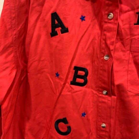 PTNY Teacher ABC 123 Red Buttondown Large Shirt - Picture 3 of 7